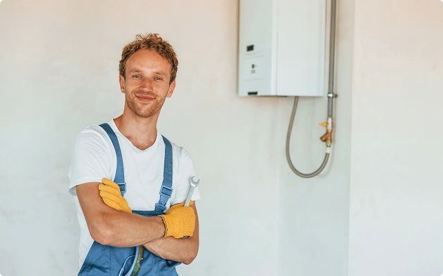 A man repairs a boiler