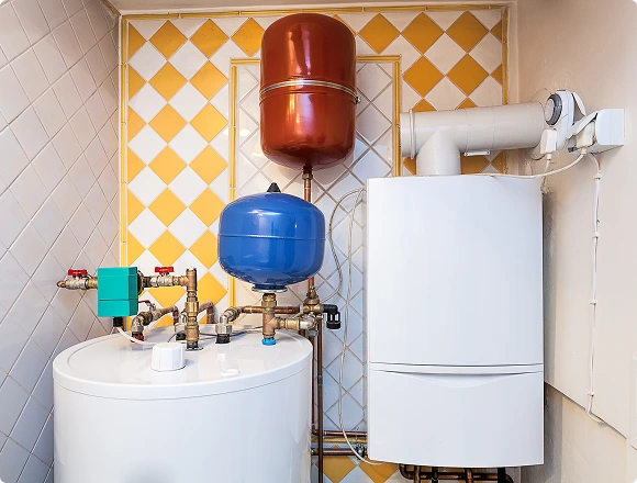 The man is replacing the heater.