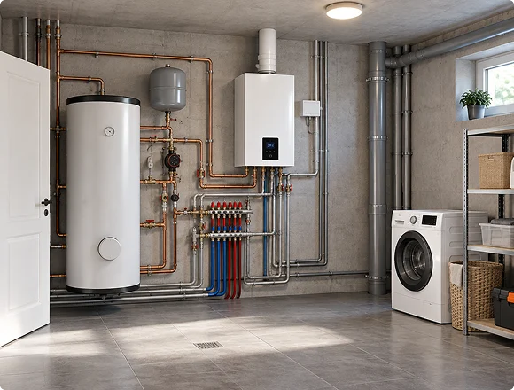 Modern home heating and hot water system