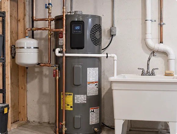 Heat pump water heater installed in a utility room